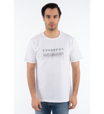 EVERBEST T-Shirt Λαιμόκοψη Με Στάμπα Plus Size 222806Β ΛΕΥΚΟ